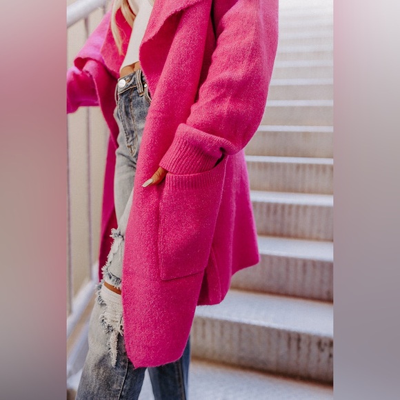 Impressions Hot Pink Cardigan FALL RETREAT CARDIGAN IN HOT PINK S/M - Picture 3 of 10